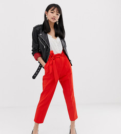 Красные брюки с присборенной талией Miss Selfridge Petite-Красный