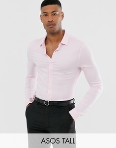Светло-розовая обтягивающая рубашка из вискозы ASOS DESIGN Tall-Розовый