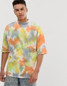Oversize-футболка с высоким воротом и принтом тай-дай ASOS DESIGN-Мульти