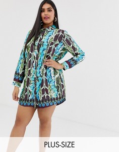 Платье-рубашка со змеиным принтом AX Paris Plus-Мульти