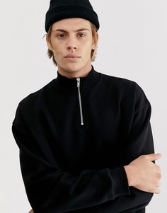 Черный свободный свитшот с воротом на молнии ASOS DESIGN