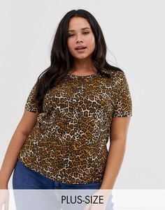Футболка с леопардовым принтом Brave Soul Plus-Мульти