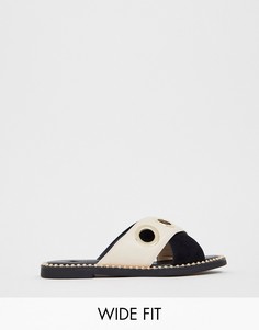 Черные шлепанцы для широкой стопы с люверсами River Island-Черный