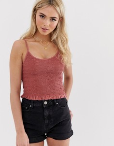 Присборенный топ на бретелях ASOS DESIGN-Розовый