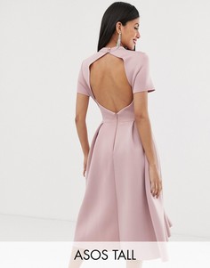 Платье миди для выпускного с открытой спиной ASOS DESIGN Tall-Оранжевый