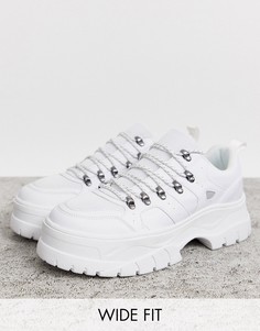Белые кроссовки на массивной подошве для широкой стопы ASOS DESIGN-Белый