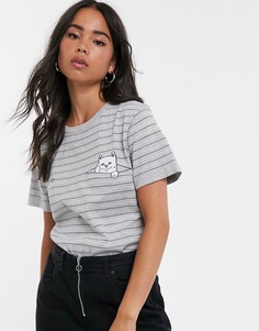 Серая футболка в полоску RIP N DIP Peeking Nermal-Серый