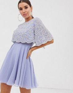 Платье мини с укороченным лифом и отделкой ASOS DESIGN-Мульти