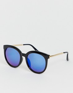 Солнцезащитные очки в стиле ретро с синими стеклами Jeepers Peepers-Черный