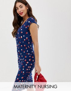 Трикотажное платье мини с принтом для кормящих мам Mamalicious-Мульти Mama.Licious