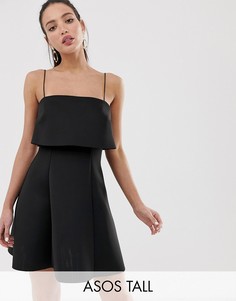 Короткое приталенное платье с кроп-топом ASOS DESIGN Tall-Черный