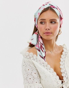 Головной платок с перекрутом и тропическим цветочным принтом ASOS DESIGN-Мульти