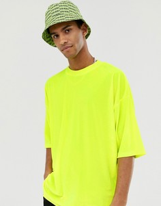 Желтая велюровая oversize-футболка с укороченными рукавами ASOS DESIGN-Зеленый
