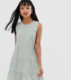 Свободное ярусное платье мини без рукавов ASOS DESIGN Petite-Зеленый