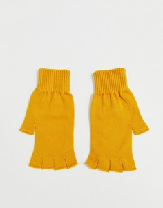 Перчатки горчичного цвета из переработанного полиэстера без пальцев ASOS DESIGN-Желтый