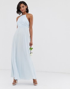 Платье макси со сборками на лифе ASOS DESIGN Bridesmaid-Синий