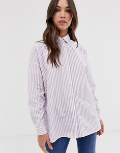 Сиреневая рубашка бойфренда в полоску с длинными рукавами ASOS DESIGN-Мульти