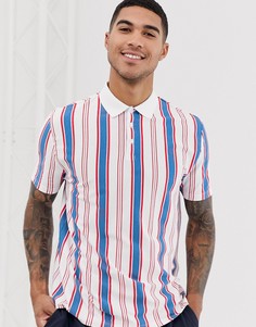 Свободное поло из органического хлопка в вертикальную полоску ASOS DESIGN-Белый