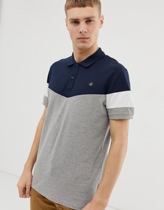 Светло-серое поло в стиле колор блок с логотипом Jack & Jones Originals-Серый