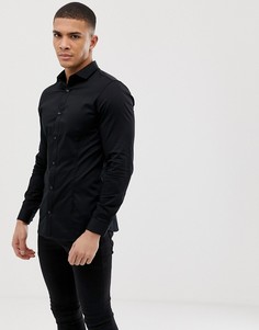 Черная приталенная эластичная рубашка в строгом стиле Jack & Jones Premium-Черный