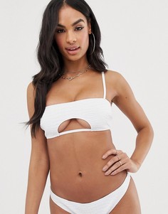 Белый фактурный бикини топ-бандо ASOS DESIGN