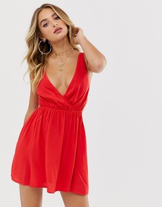 Красный пляжный сарафан с завязкой сзади ASOS DESIGN