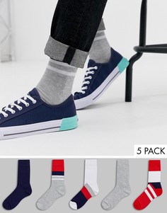 Набор из 5 пар носков до щиколотки с узором ASOS DESIGN - Скидка-Мульти