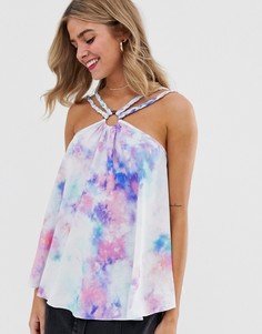 Топ с кольцом и плетеными бретелями ASOS DESIGN-Мульти