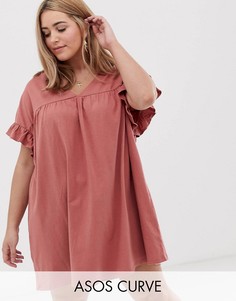 Меланжевое свободное двустороннее платье мини ASOS DESIGN Curve-Розовый