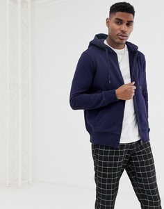 Темно-синий худи на молнии с логотипом на капюшоне G-Star