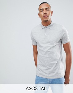 Серая меланжевая трикотажная футболка-поло ASOS DESIGN Tall-Серый