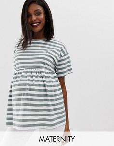 Свободное платье в полоску ASOS DESIGN Maternity-Зеленый