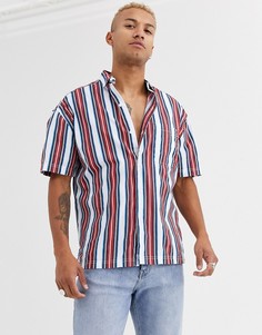 Красно-белая полосатая oversize-рубашка в стиле 90-х ASOS DESIGN-Белый