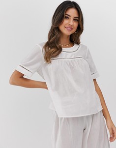 Комбинируемая хлопковая футболка с отделкой ASOS DESIGN-Белый