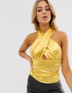 Топ с халтером и перекрученной отделкой ASOS DESIGN-Желтый