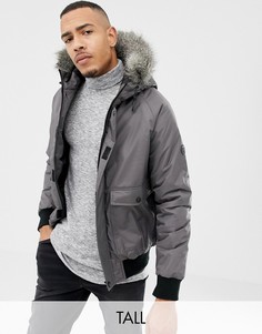 Короткая парка с отделкой искусственным мехом D-Struct Tall​​​​​​​-Серый