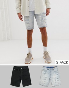 Узкие рваные джинсовые шорты ASOS DESIGN-Мульти