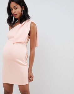 Платье мини с бантом на плече и открытой молнией ASOS DESIGN Maternity-Розовый