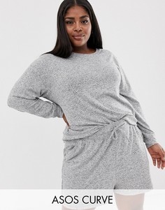 Очень мягкий комбинируемый свитшот с начесом ASOS DESIGN Curve-Серый