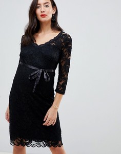 Черное кружевное платье мини Mamalicious-Черный Mama.Licious