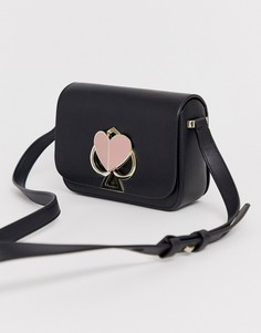Черная кожаная сумка через плечо с логотипом Kate Spade-Черный
