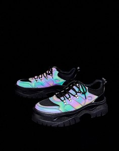 Кроссовки на толстой подошве со светоотражающим эффектом ASOS DESIGN-Черный