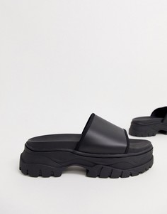 Черные шлепанцы на массивной подошве ASOS DESIGN-Черный