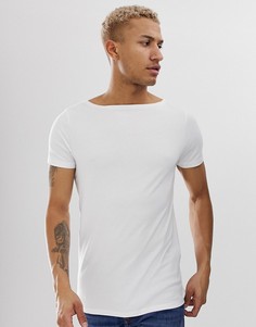 Белая свободная футболка с вырезом лодочкой ASOS DESIGN-Белый