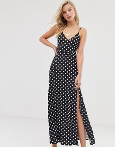 Платье макси на лямках с принтом ASOS DESIGN-Мульти