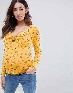Топ с длинными рукавами, завязкой и цветочным принтом ASOS DESIGN Maternity-Мульти