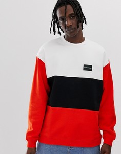 Свитшот в стиле колор блок с круглым вырезом Calvin Klein Jeans-Оранжевый