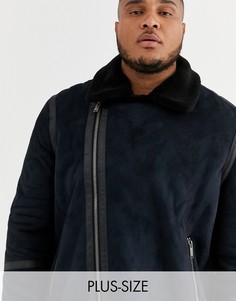 Черная куртка из овчины Burton Menswear Big & Tall-Черный