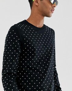 Черный эластичный лонгслив скинни с декоративной отделкой ASOS DESIGN