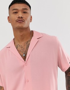 Розовая oversize-рубашка из вискозы с отложным воротником ASOS DESIGN-Розовый